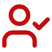 Outline of a person with a check mark next to them.