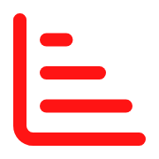 Icon of a document or list with lines, in red color.