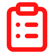 Red clipboard icon with paper and checklist