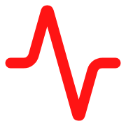 A red stylized electrocardiogram (ECG) line on a black background