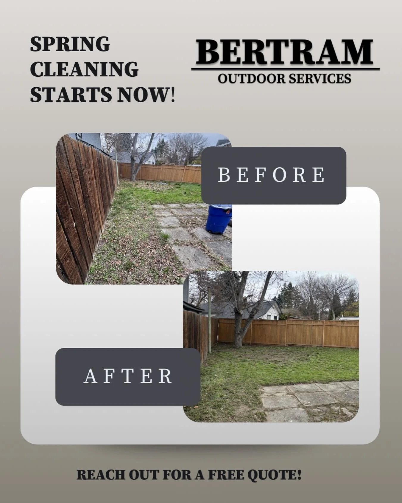 🍂 SPRING CLEANING STARTS NOW 🍂 

Leaves, junk, and winter mess piling up? Leave it to us to get rid of the mess for you!

Currently running special rates on the following:

- Spring clean-ups
- Leaf removal
- Junk &amp; debris removal
- Commercial 