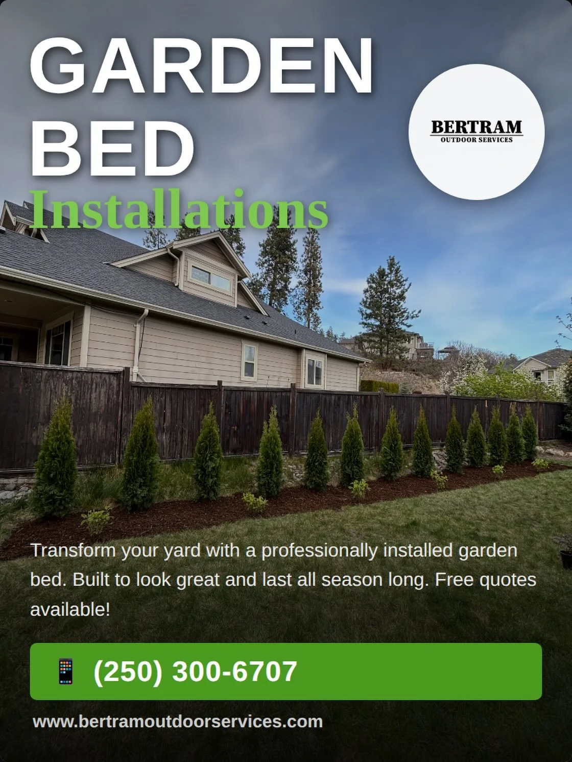 Wow!

Cedars, mulch and hydrangeas along the fence line make a huge difference to the overall look of your yard.

This is the kind of work that completely changes the feel of a yard. You don&rsquo;t need a massive renovation to make a big difference.