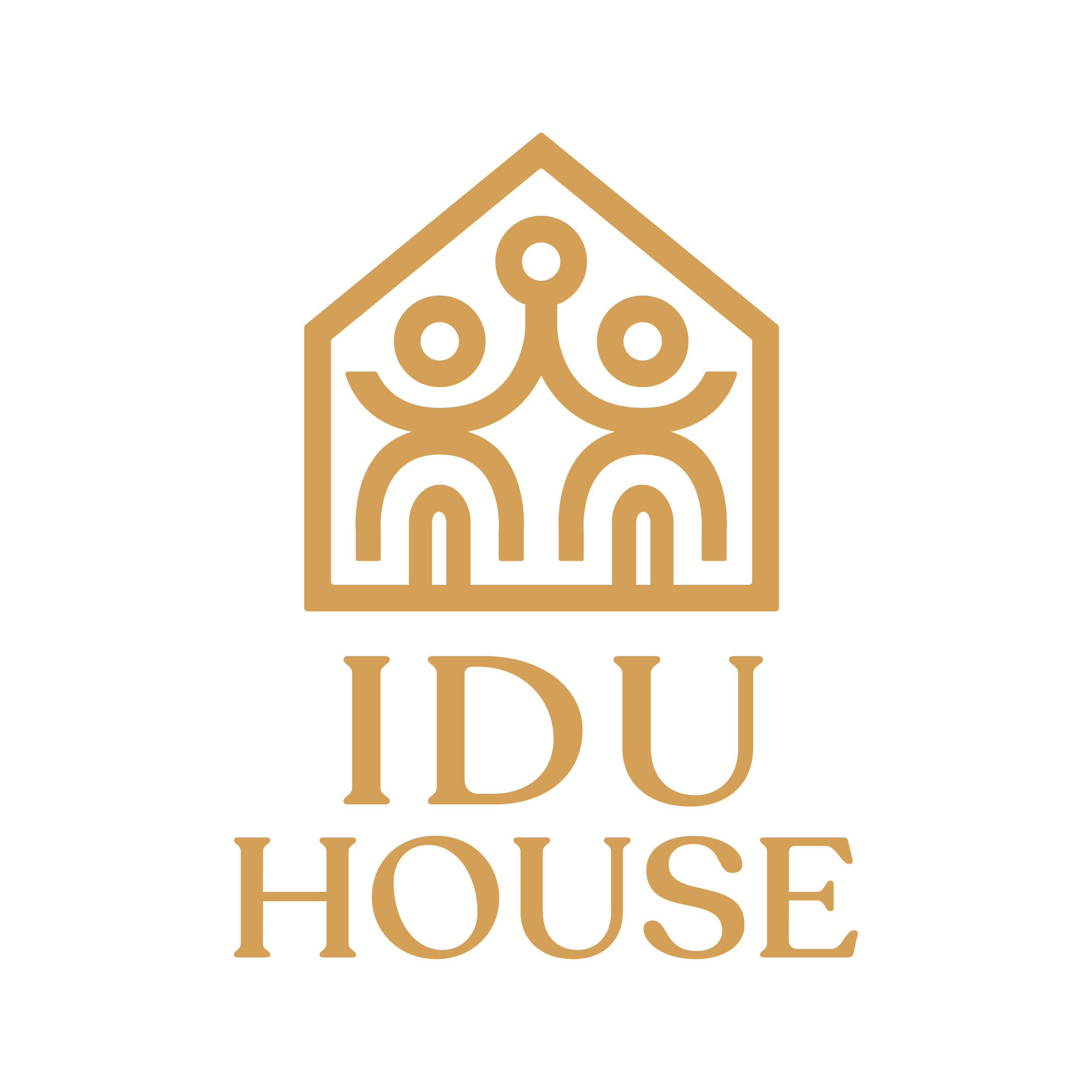 Golden-colored text on black background that reads "Idu House".