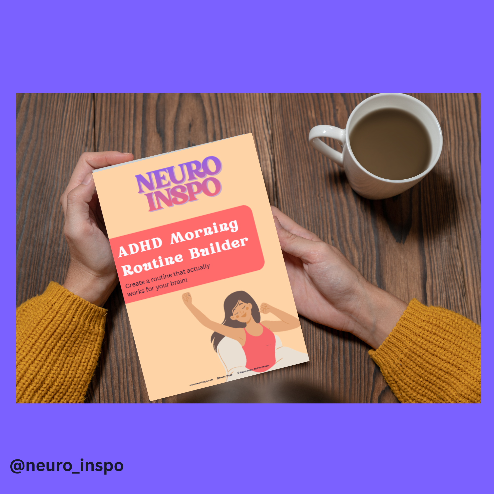 A science-backed ADHD morning routine workbook with time anchors, friction audit, activity menu, and battery-level planning. Designed for neurodivergent brains.