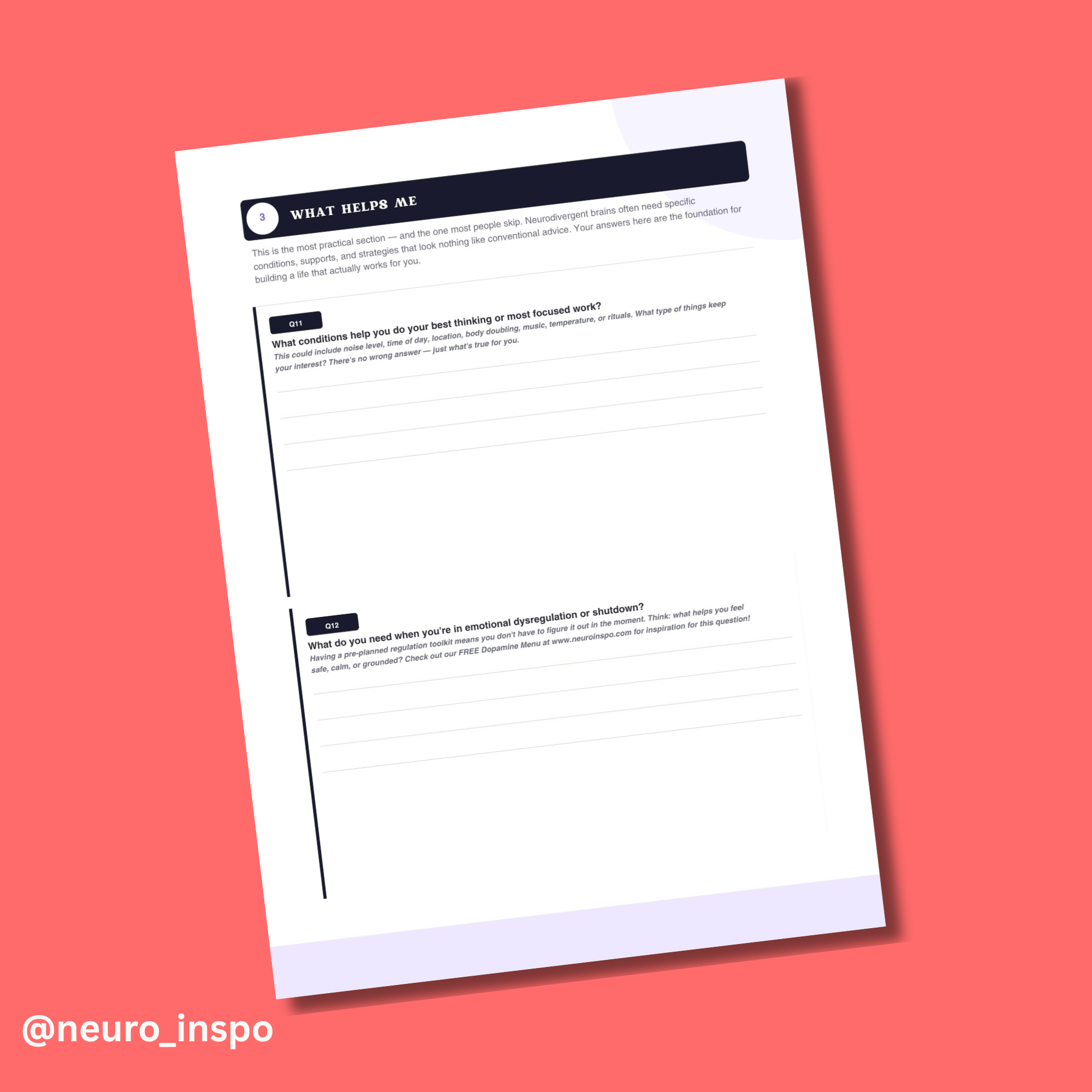 My Brain An Owner's Manual ADHD self-discovery workbook