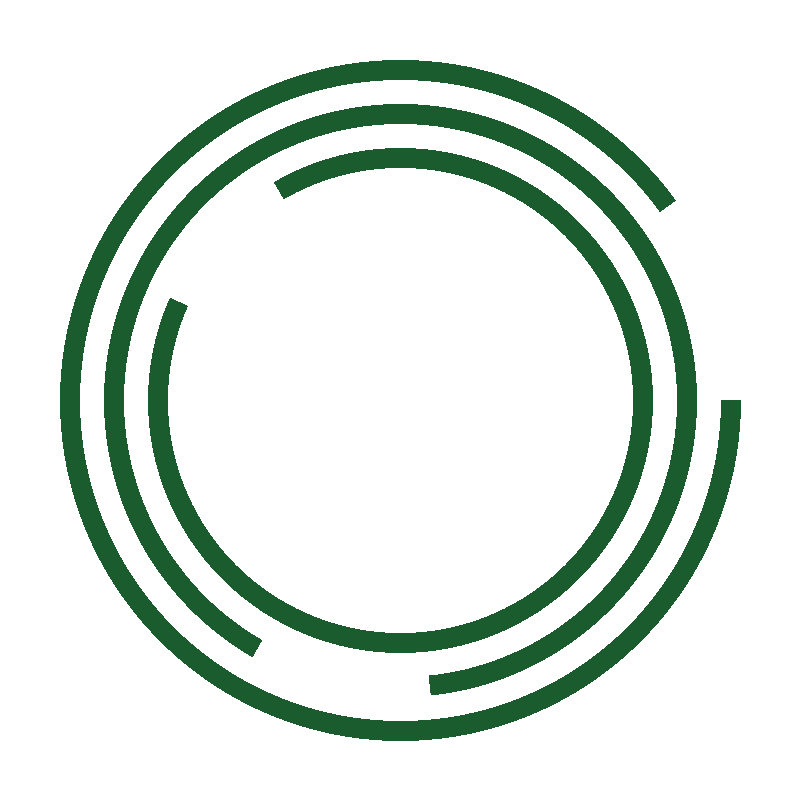 Green circular maze or labyrinth design on a black background.