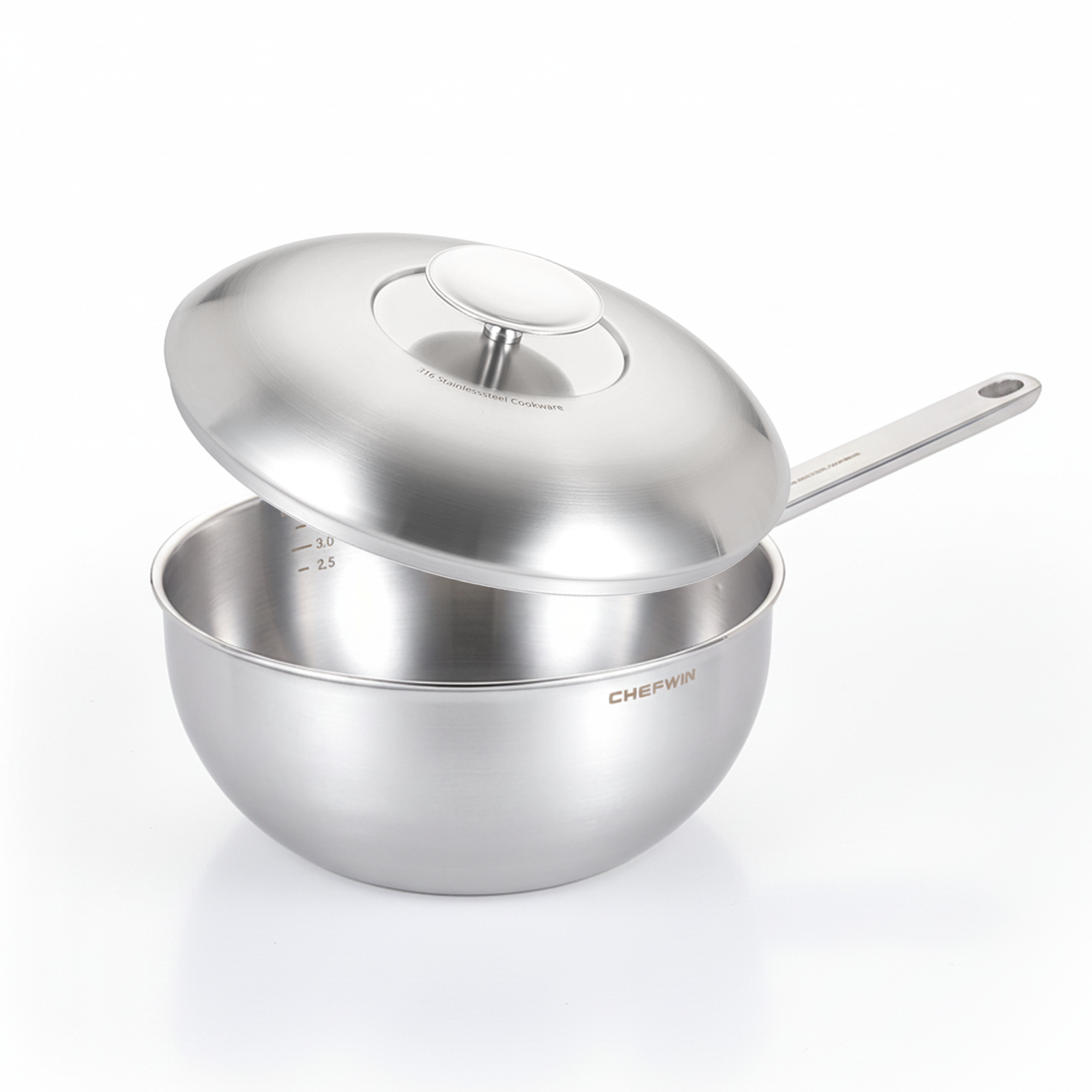 5Ply 316 Stainless Steel 9.4-Inch Wok pan with Lid