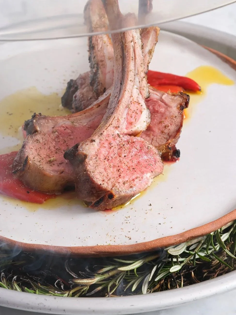 lamb chop, piquillos, sauce mauresque