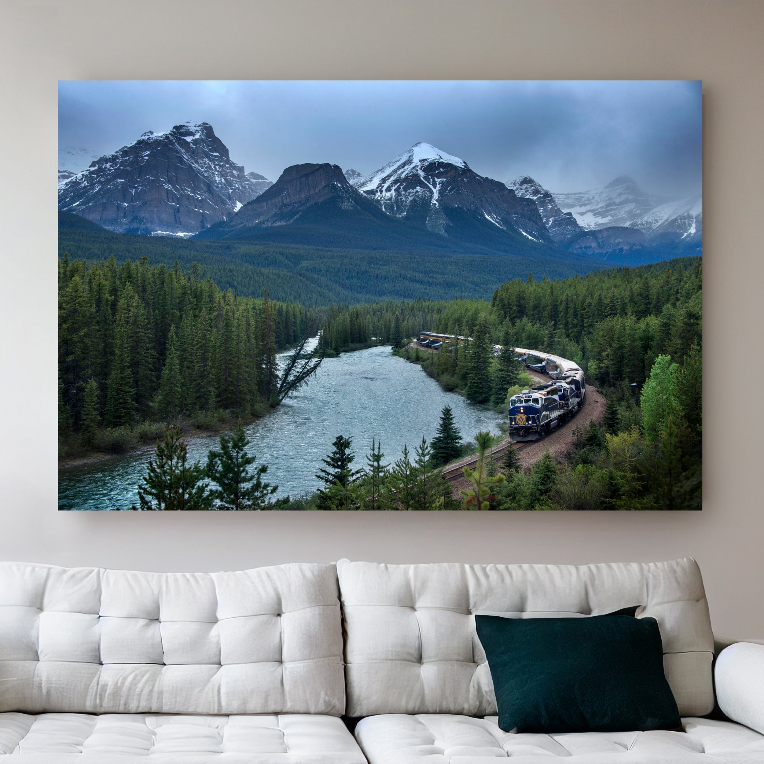 Rocky Mountaineer Train Art, Morant's Curve Photo Print, Canadian Rockies Wall Art,Luxury Tourist Train Poster,Banff Alberta Decor,Rail Gift
