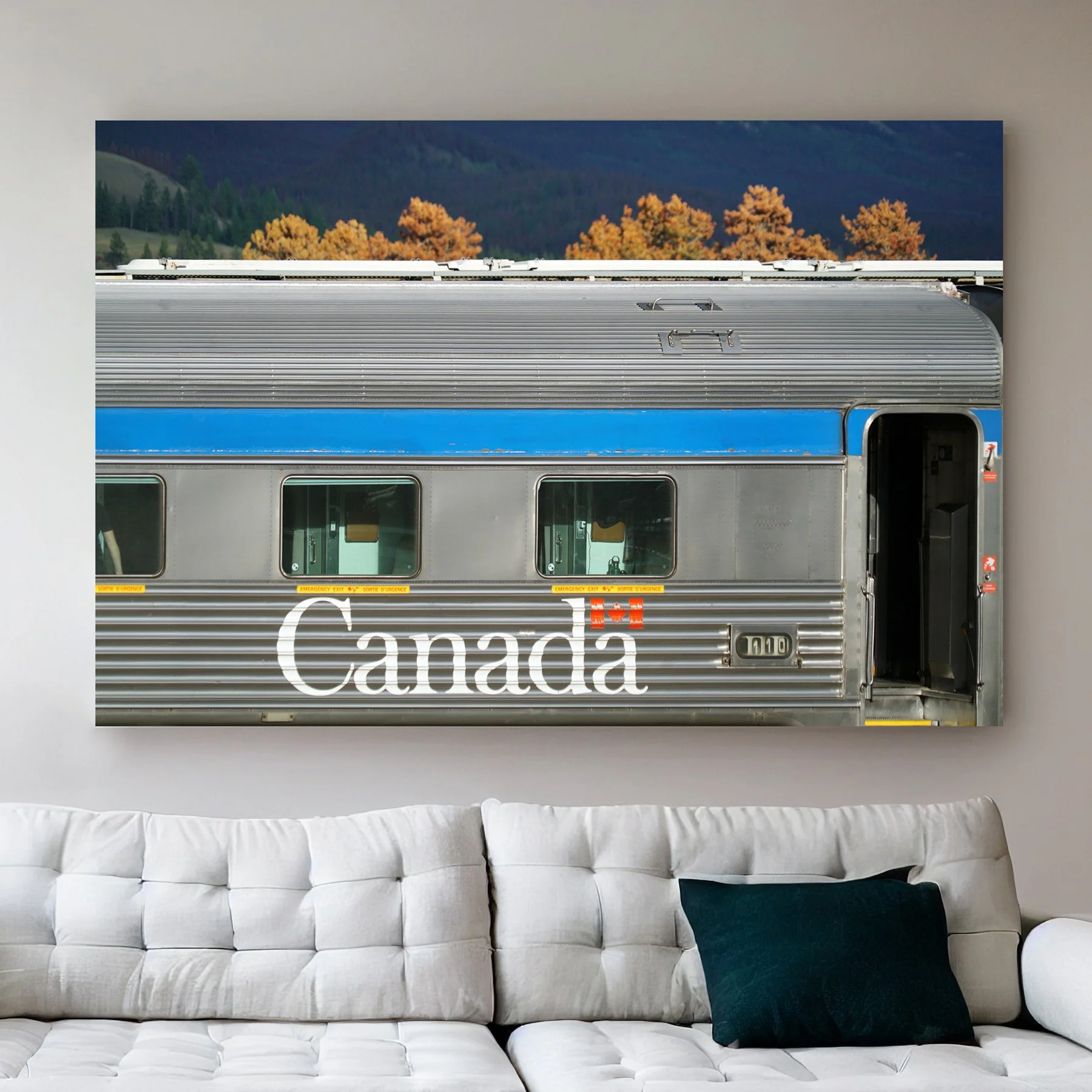VIA Rail The Canadian Train Photo, Jasper Alberta Travel Art Print, Rocky Mountains Stainless Steel Railway Poster, Modern Home Wall Decor