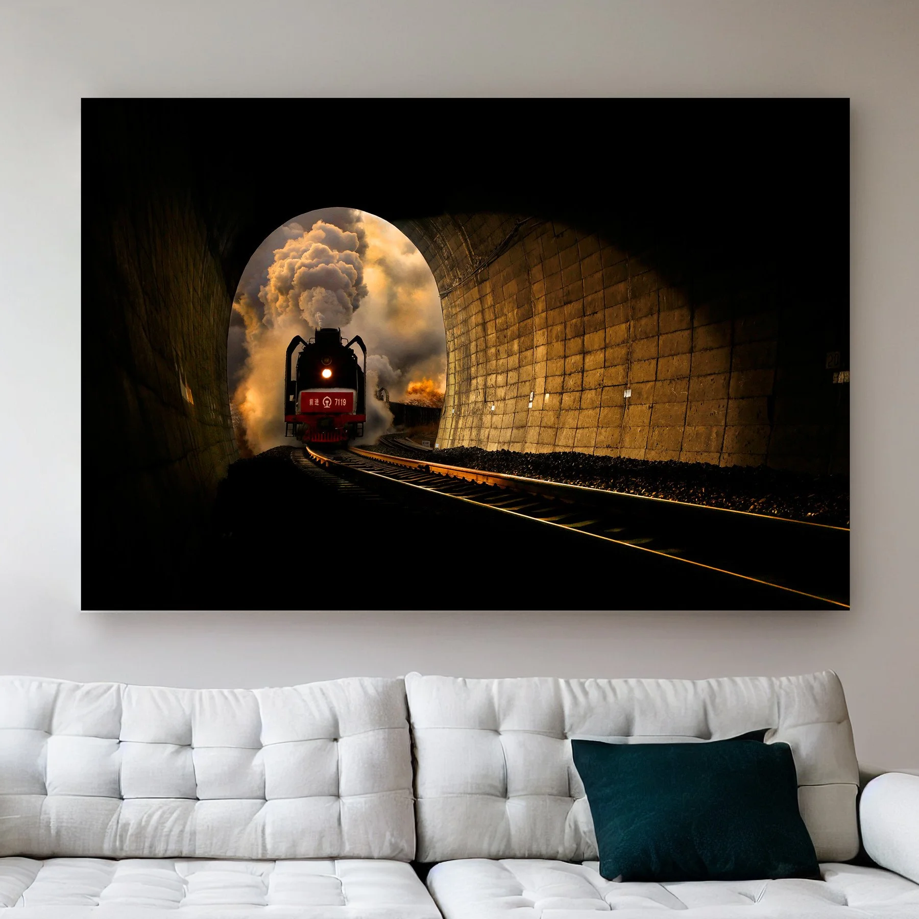 QJ Class Steam Locomotive at Simingyi Tunnel | Jitong Railway Photography Print