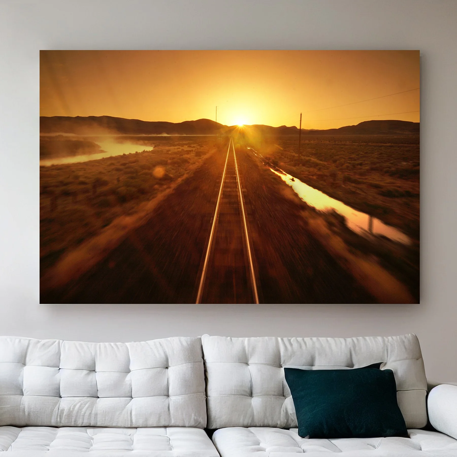 Transcontinental Railroad Sunrise Photo, Chinese Railroad Workers History Art Print, California Zephyr Winnemucca Nevada Track Wall Decor