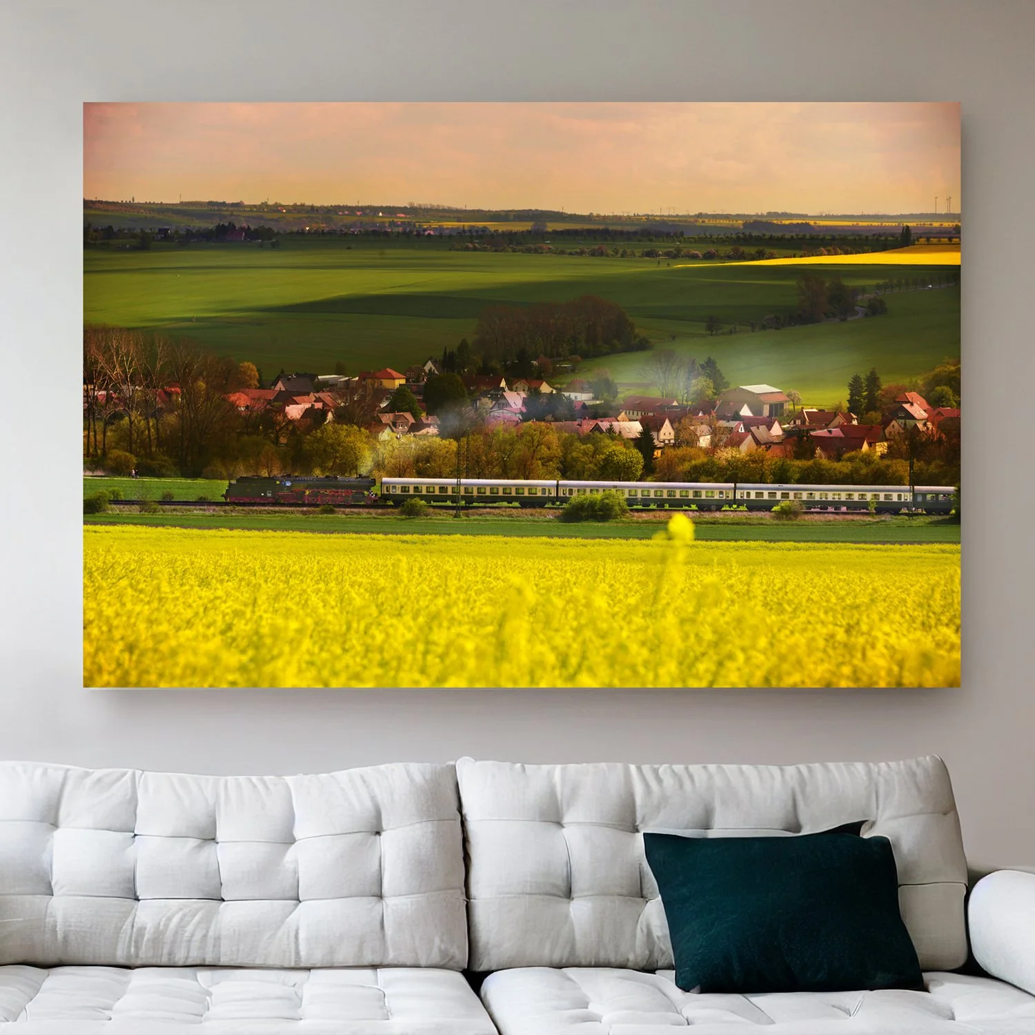 German Steam Train BR 41 Photo, Weimar Countryside Art Print, Yellow Rapeseed Field Landscape Poster, Industrial Power Photography