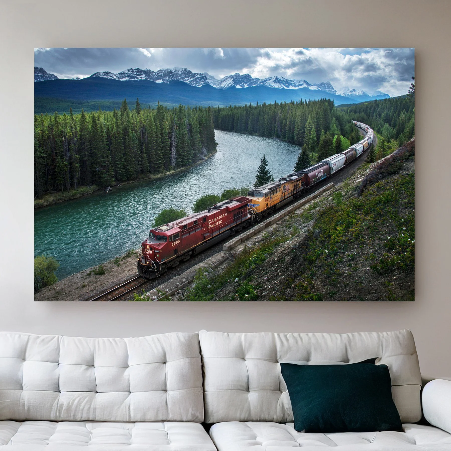 Canadian Pacific Railway Art, Lake Louise Train Photo, Rocky Mountain Landscape Print, Freight Train Wall Decor, Banff Alberta Nature, Gift