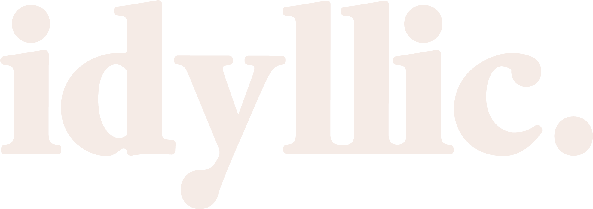 The word "idyllic" written in large, bold, white letters on a black background.