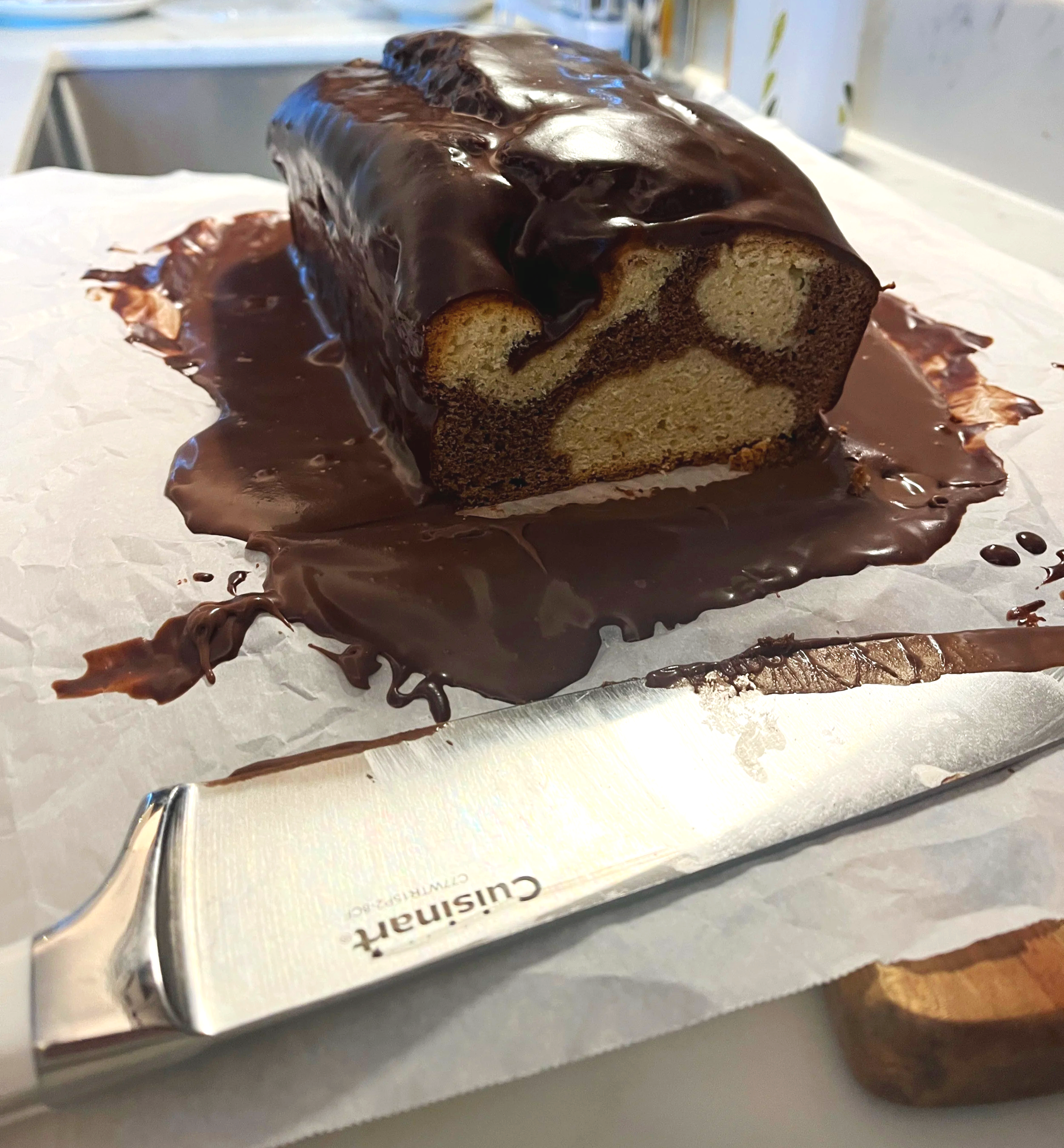 Chocolate and vanilla marble loaf cake
