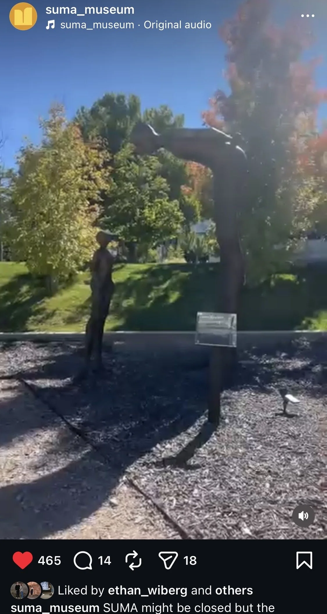 Social Media post of their outdoor sculpture court