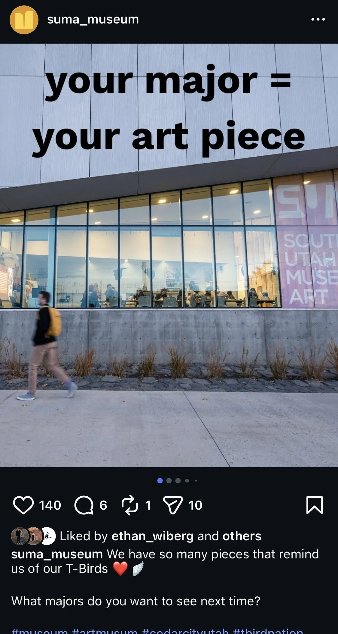Social media post entitled "your major=you art piece"