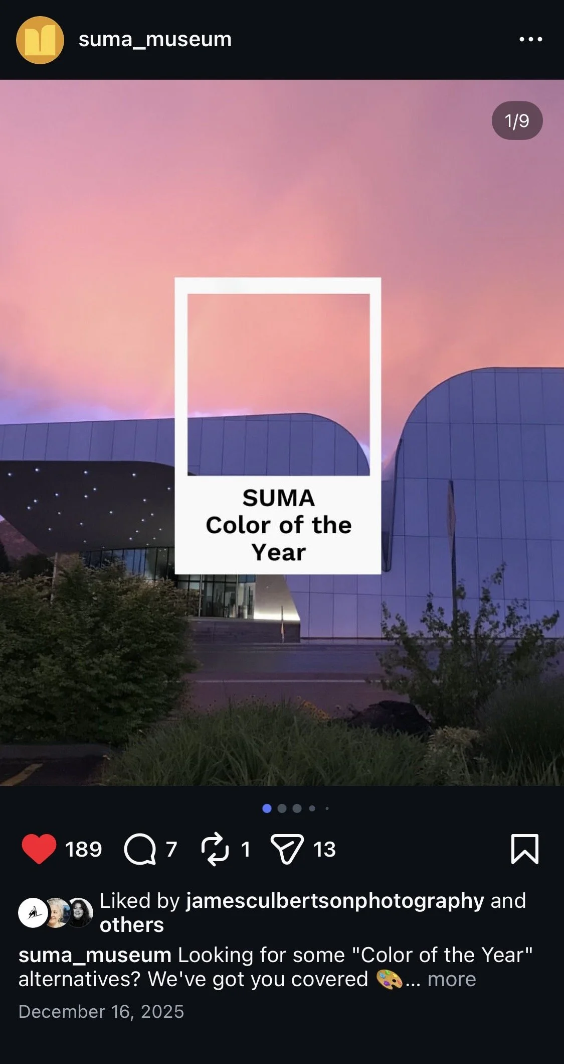 Social Media Post entitled "SUMA Color of the Year"