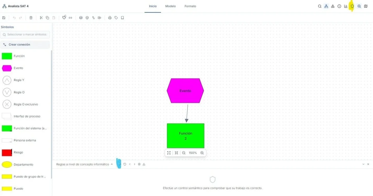 Flowchart diagram showing an event (pink hexagon) leading to a function (green rectangle).