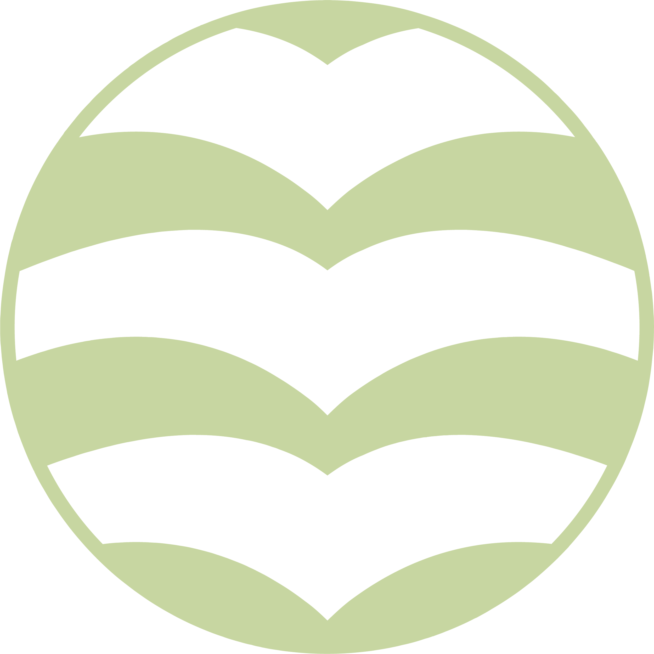 The image is a stylized logo of a dark green heart set within a series of light green, curved stripes that resemble the layered pages of an open book.