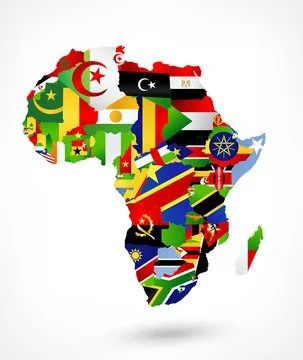 Map of Africa filled with various country flags.