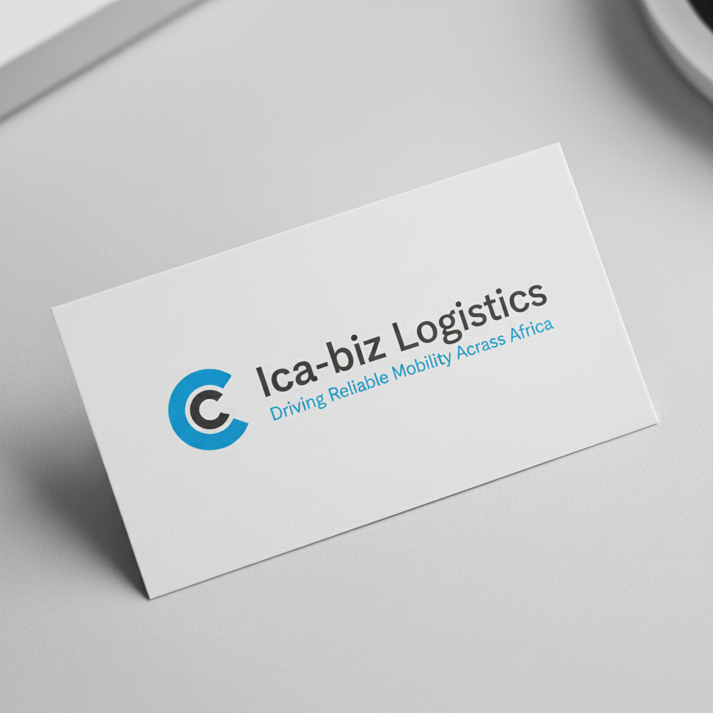 Business card for Ica-biz Logistics with logo and tagline
