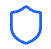 Shield icon with a blue outline on a white background.