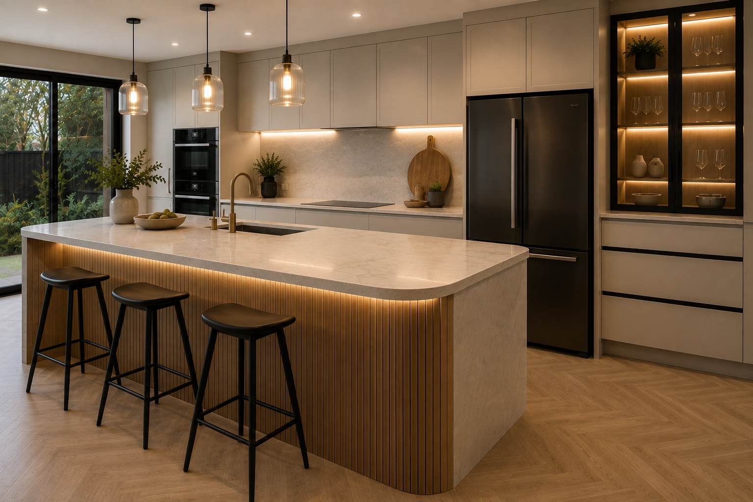 Luxury custom kitchen renovation with feature island and bespoke cabinetry