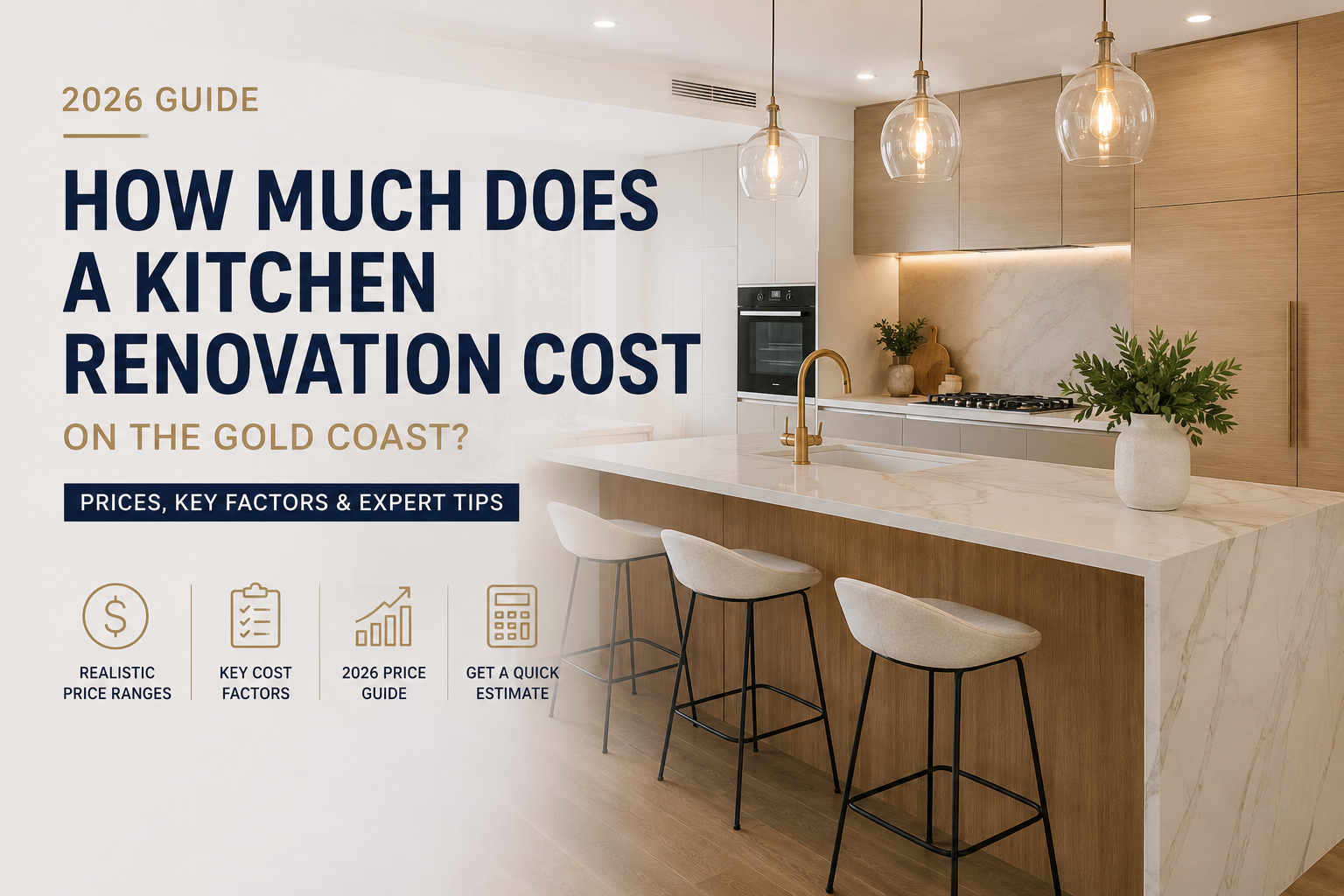 Modern custom kitchen featured in the 2026 Gold Coast kitchen renovation cost guide