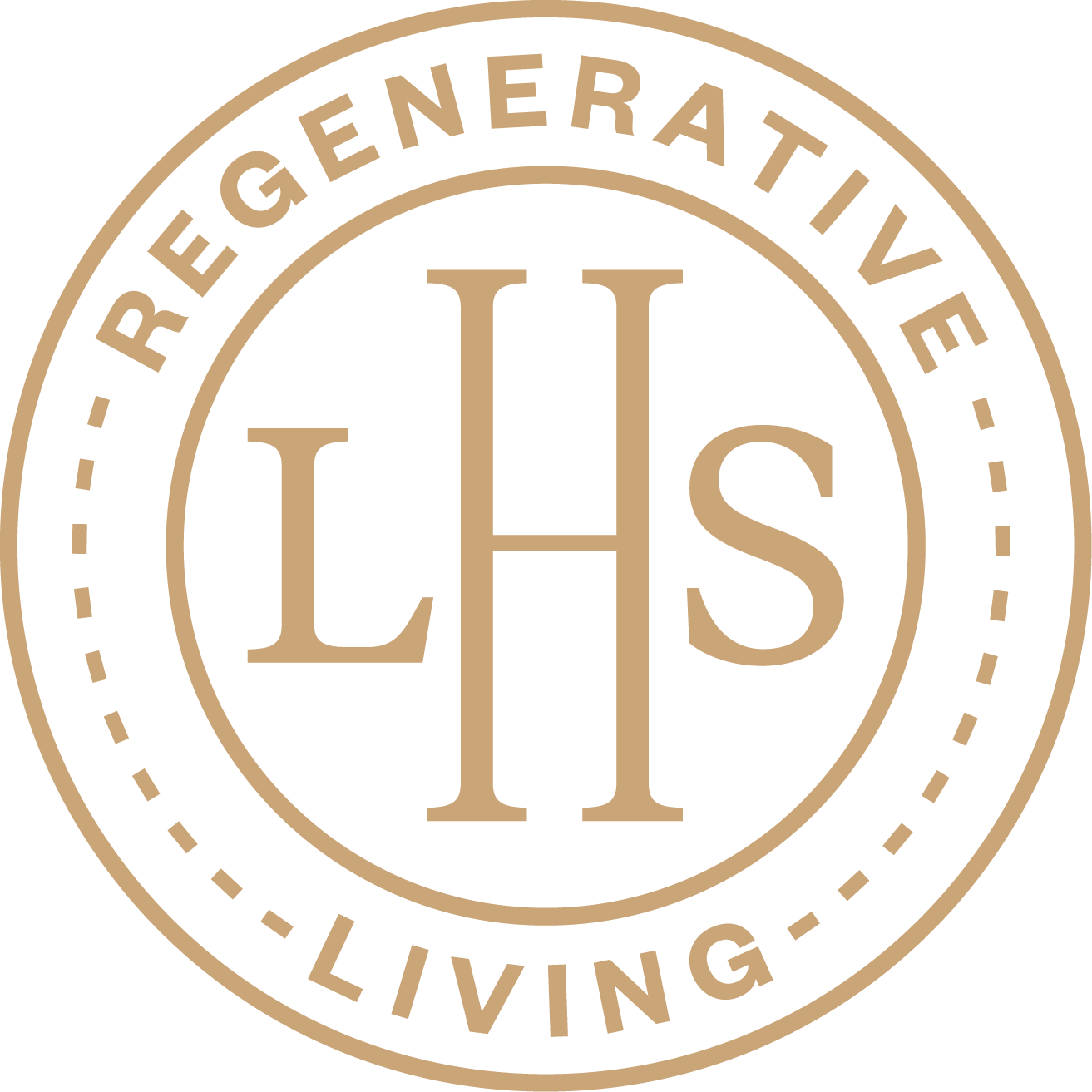 A circular logo with the letters LHS in the center, surrounded by the text 'REGENERATIVE LIVING' in an outer ring.
