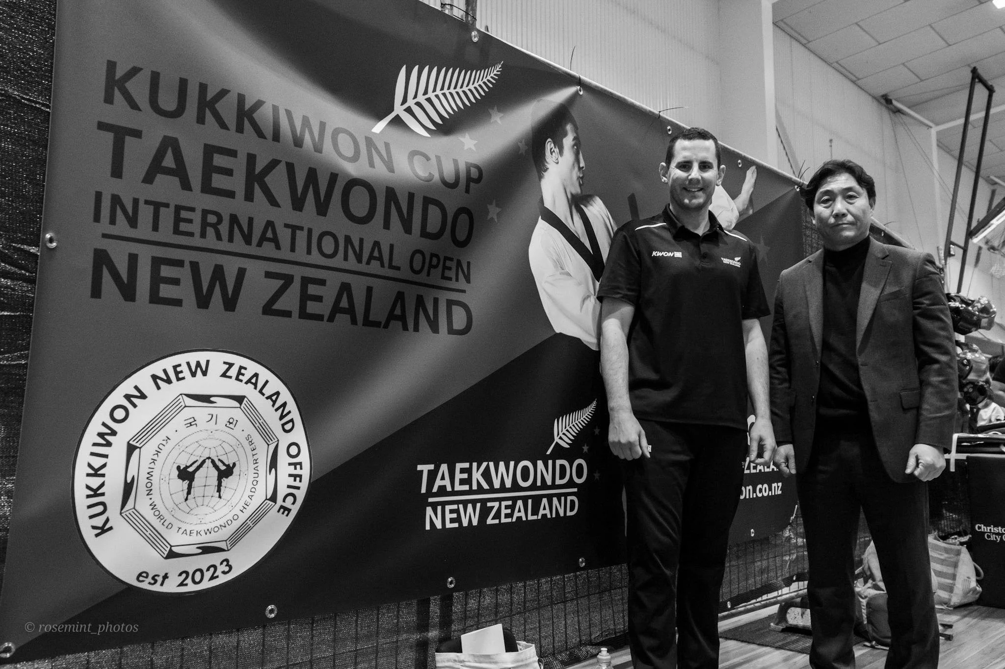 Grandmaster Jin Keun Oh and Master Alan Brian Taekwondo New Zealand TNZ Kukkiwon Cup Tournament 2025