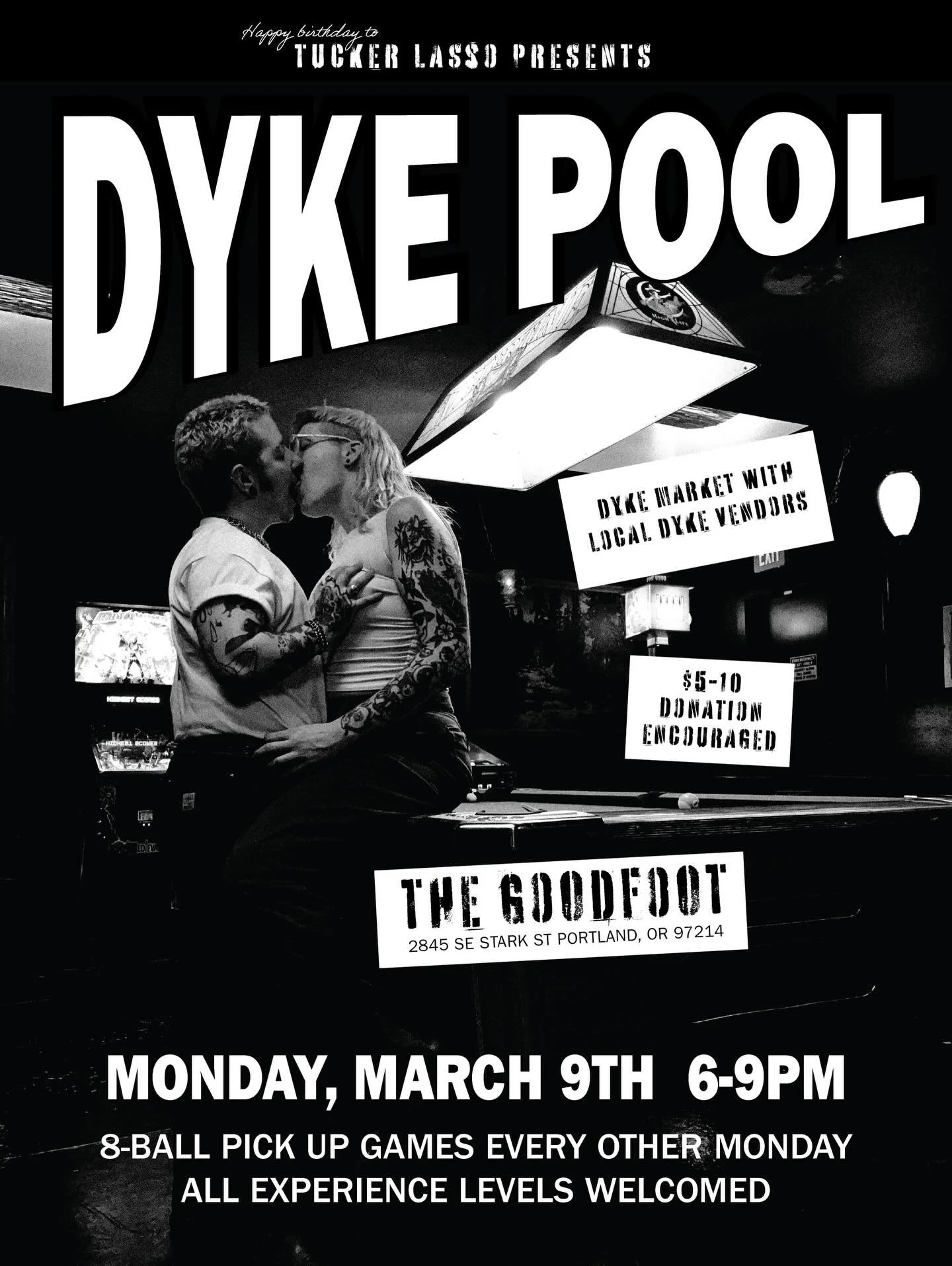March 9th sounds like a great day to come to Dyke Pool!!! 🎱🖤