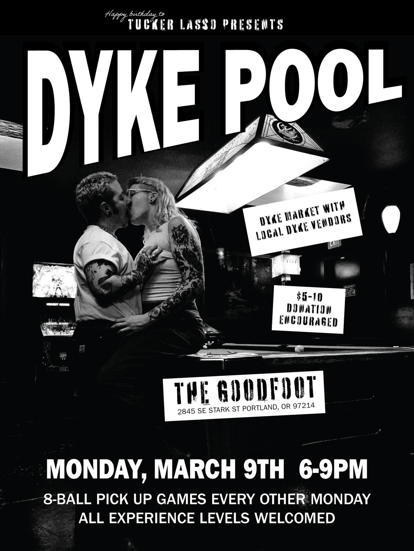 March 9th sounds like a great day to come to Dyke Pool!!! 🎱🖤
