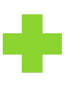 Green medical cross symbol on a white background.