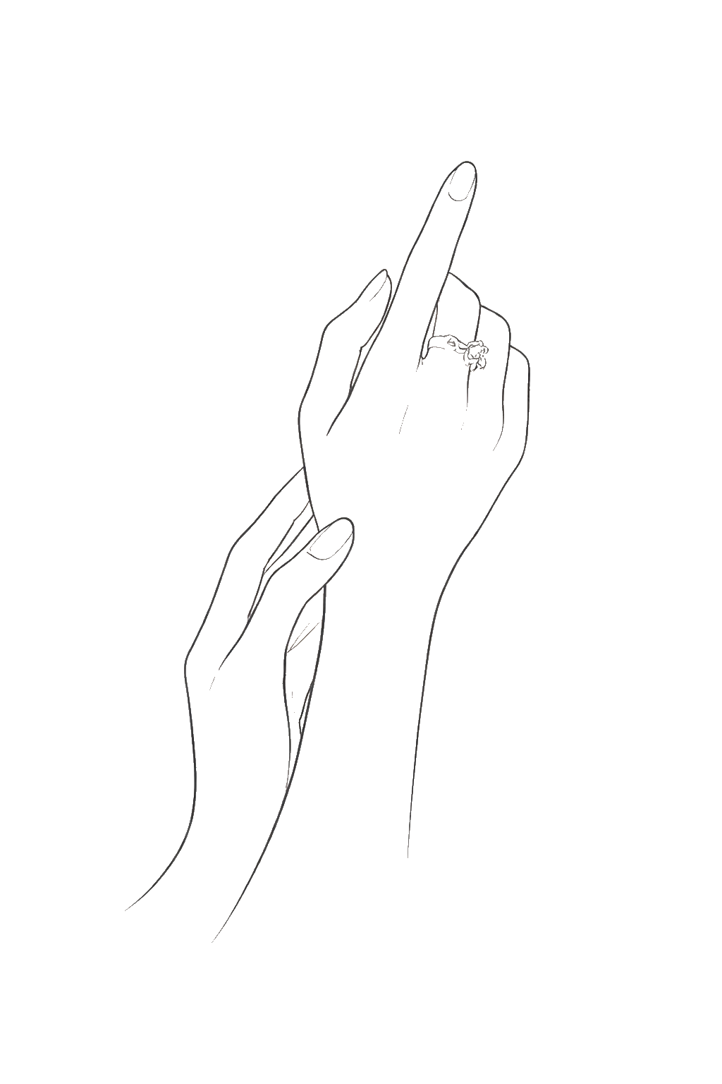 line drawing of a woman's hands