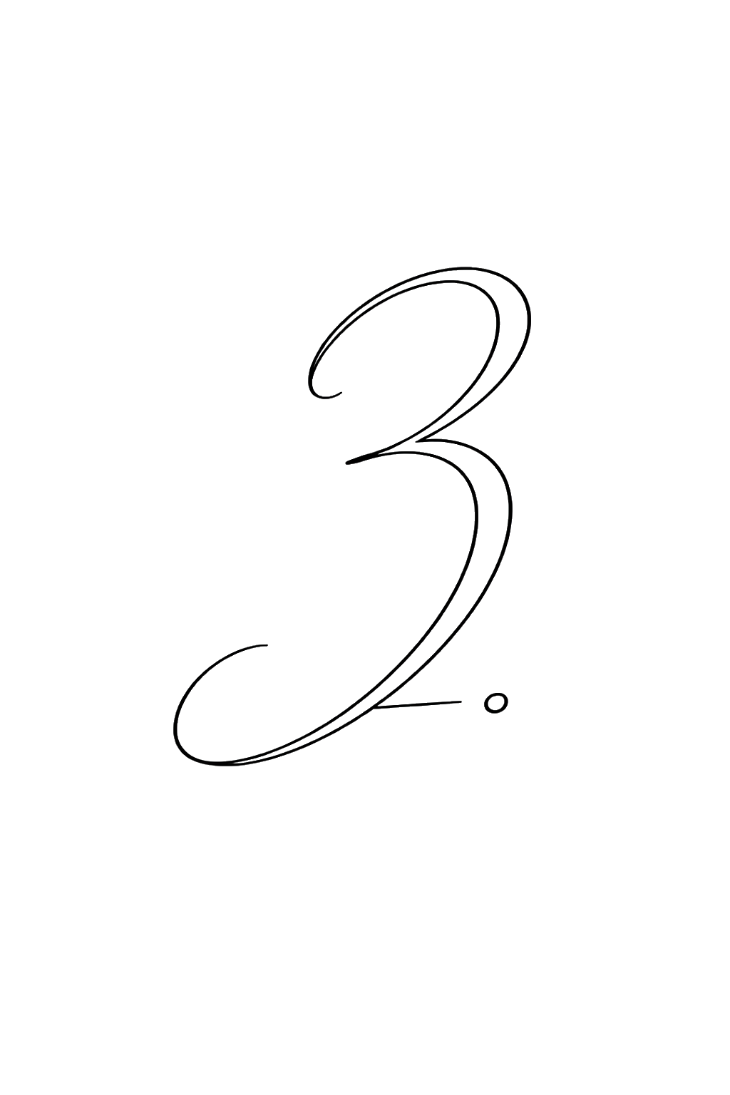 Black celebration card with gold-foil number 3 in cursive and a small gold dot below