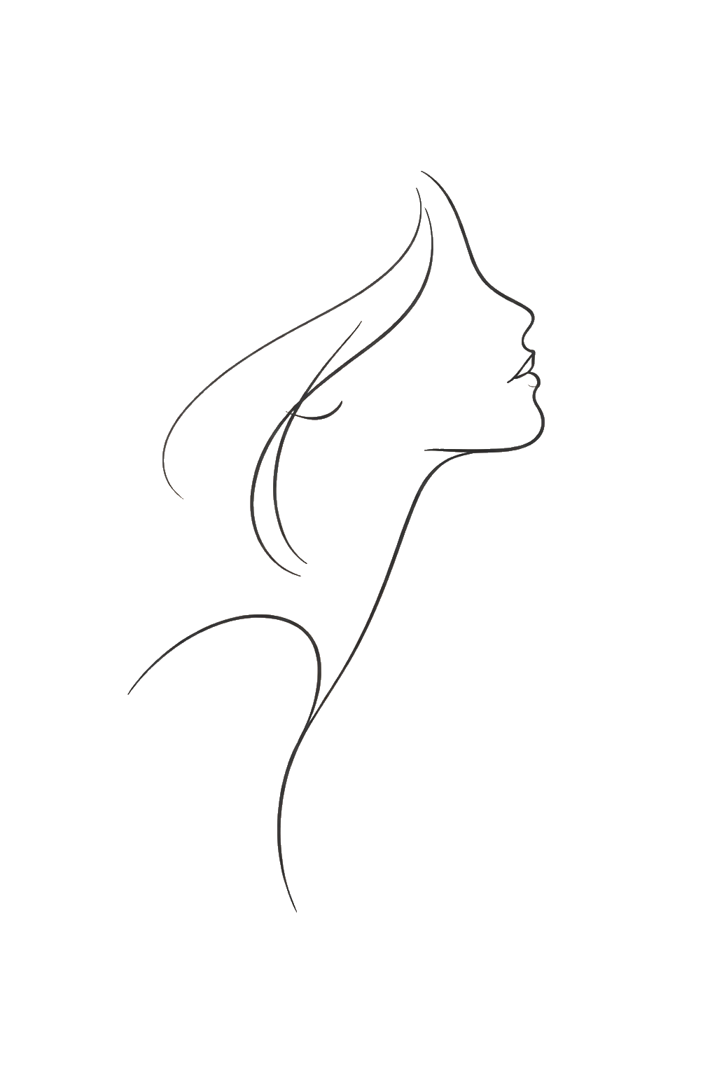 line drawing of a woman's face