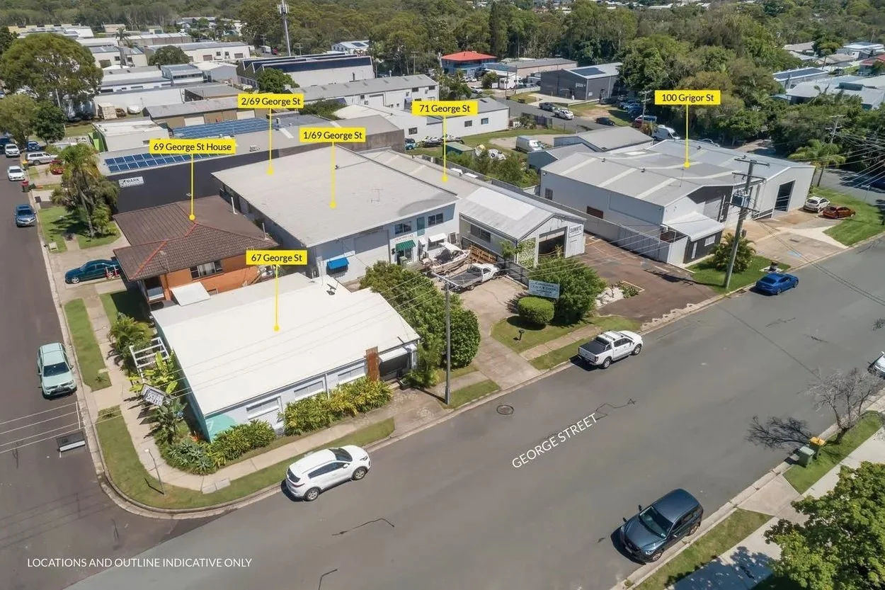 Grigor Street and George Street industrial precinct at Moffat Beach, Sunshine Coast, bought for a client by Altiera