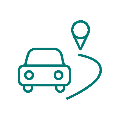 an icon of a car and a pinned location