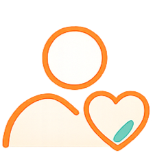 Outline of a person holding a heart