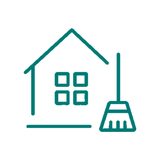 an icon of a house with a broom outside