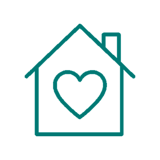 an icon of a house with a heart inside