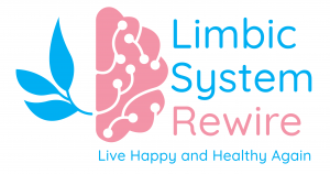 Logo featuring a pink brain with a blue leaf on the left, and the text 'Limbic System Rewire' with the tagline 'Live Happy and Healthy Again'.