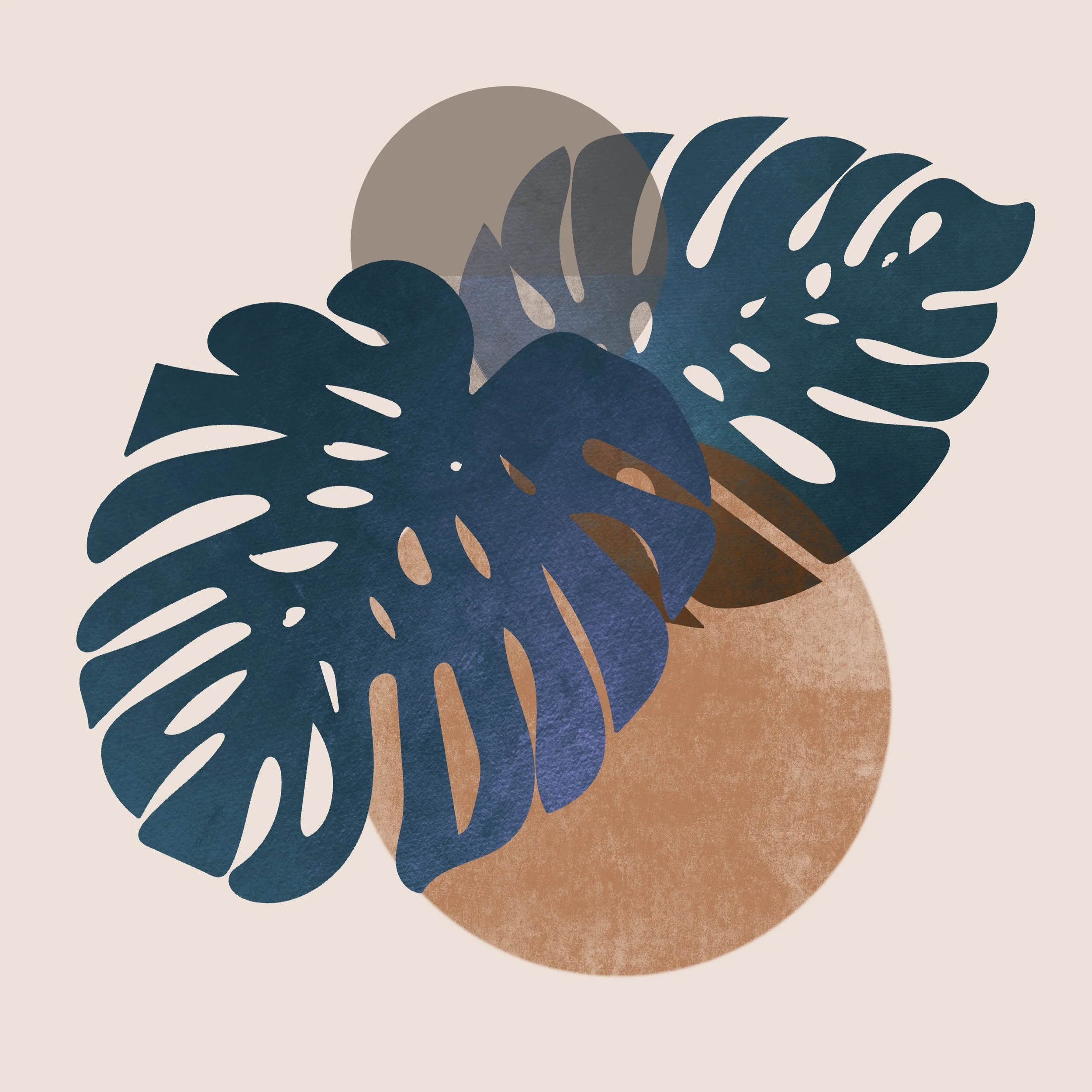 Abstract botanical illustration with layered leaves