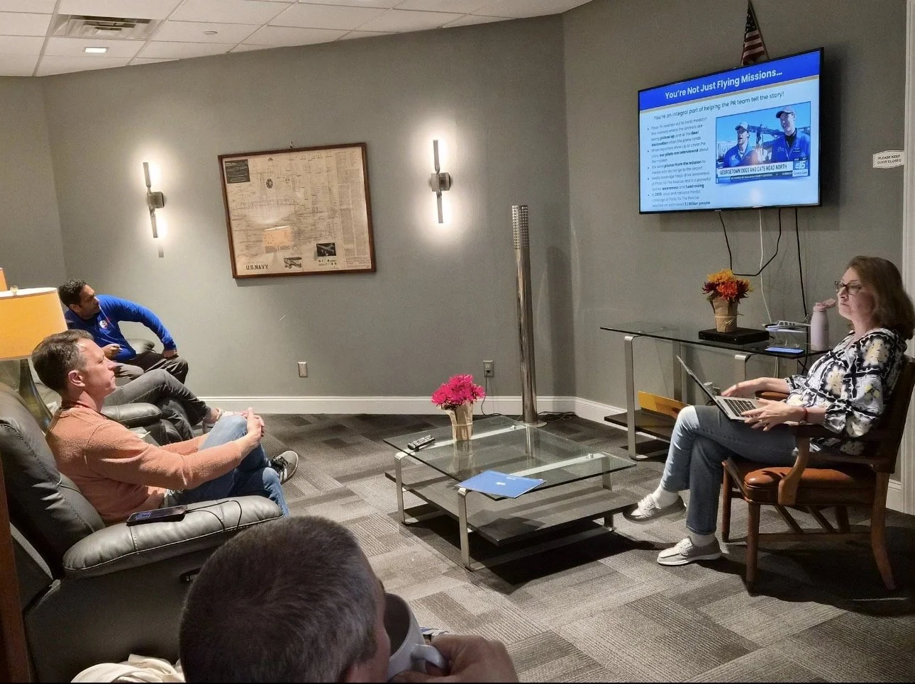 Patricia Jones leading a media training session at Paws PR TV