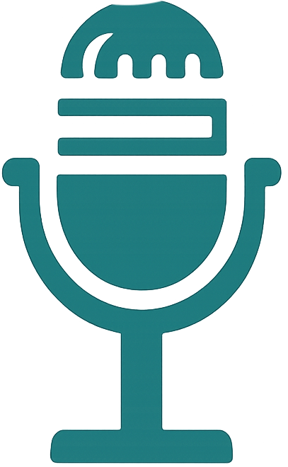 Icon of a vintage microphone in teal color.