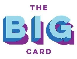 Text reading 'The Big Card' with 'Big' in large 3D blue letters and 'The' and 'Card' in smaller purple letters above and below.
