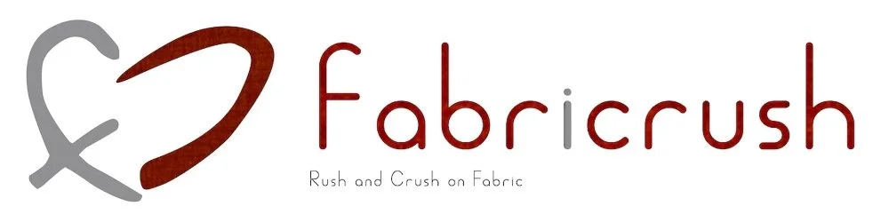 Logo for Fabriccrush with a stylized heart and text reading "Fabriccrush" and the tagline "Rush and Crush on Fabric."