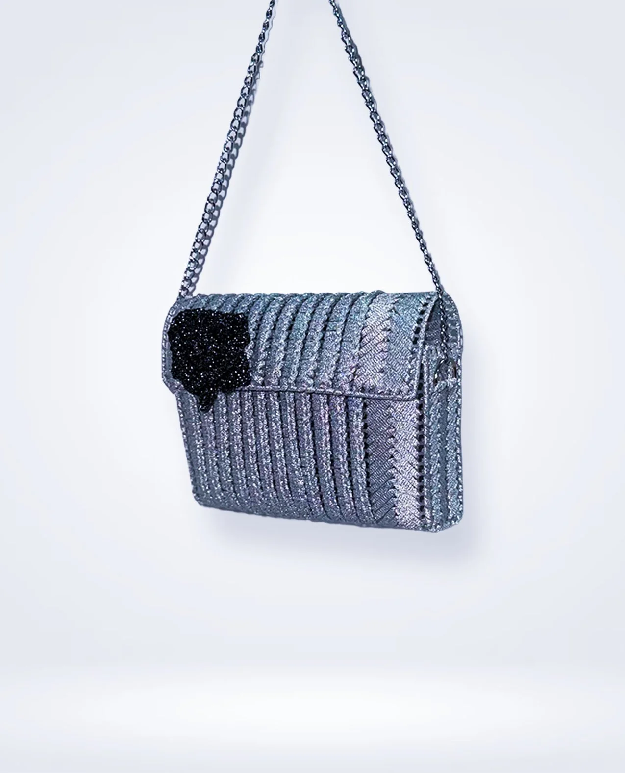Silver Luxe Crochet Bag